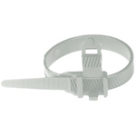 MECATRACTION Cable Tie, Releasable, 187mm x 9 mm, White Polyamide, Pk-100