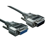 RS PRO Male 15 Pin D-sub to Female 15 Pin D-sub Serial Cable, 1.5m
