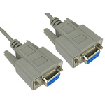 RS PRO Female 9 Pin D-sub to Female 9 Pin D-sub Serial Cable, 2m PVC