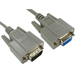 RS PRO Male 9 Pin D-sub to Female 9 Pin D-sub Serial Cable, 2m