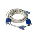 RS PRO Female PS/2 x 2; VGA to Male PS/2 x 2; VGA KVM Cable