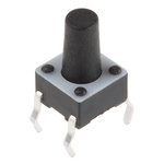 Black Button Tactile Switch, Single Pole Single Throw (SPST) 50 mA @ 24 V dc 5.9mm