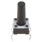Black Button Tactile Switch, Single Pole Single Throw (SPST) 50 mA @ 24 V dc 9.4mm