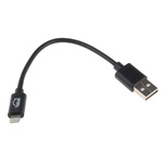 RS PRO USB 2.0 Cable, Male USB A to Male Lightning Cable, 150mm