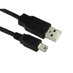 RS PRO USB 2.0 Cable, Male USB A to Male Mini USB B Cable, 200mm