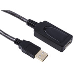 RS PRO USB 2.0 Cable, Male USB A to Female USB A USB Extension Cable, 12m