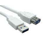 RS PRO USB 3.0 Cable, Male USB A to Female USB A USB Extension Cable, 1.8m