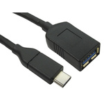 RS PRO USB 3.0, USB 3.1 Cable, Male USB C to Female USB A Cable, 500mm