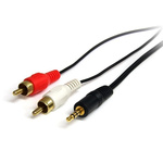 Startech 1.8m 3 Pin Male 3.5 mm Mini-Jack to Male Stereo Audio 2RCA Audio Cable Assembly