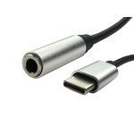 RS PRO Cable, Male USB C to Female 3.5mm Stereo Jack Cable, 150mm