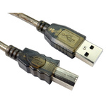 RS PRO USB 2.0 Cable, Male USB A to Male USB B USB Extension Booster Cable, 15m