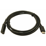 RS PRO USB 3.1 Cable, Male USB C to Female USB C USB Extension Cable, 1.5m