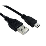 RS PRO USB 2.0 Cable, Male USB A to Male Mini USB B Cable, 150mm