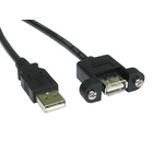 RS PRO USB 2.0 Cable, Male USB A to Female USB A Cable, 0.5m