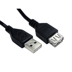 RS PRO USB 2.0 Cable, Male USB A to Female USB A Cable, 3m