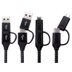 RS PRO USB 2.0 Cable, Male USB A, USB C to Male Cable, 1.5m