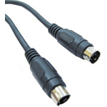 20m 4-Pin Male Mini-DIN to 4-Pin Male Mini-DIN Black SVHS Audio Video Cable Assembly