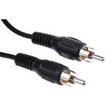 RS PRO 10m RCA Cable Male RCA to Male RCA Black
