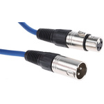 RS PRO XLR Cable Assembly 3m Blue Female XLR to Male XLR