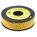 RS PRO Slide On Cable Marker, Pre-printed "3" ,Black on Yellow ,3.6 → 7.4mm Dia. Range