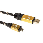 Roline USB 2.0 Cable, Male USB A to Male Micro USB B Cable, 1.8m