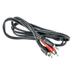 RS PRO 1m RCA Cable Male RCA x 2 to 3.5 Stereo Jack Black