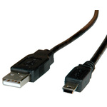 Roline USB 2.0 Cable, Male USB A to Male Mini USB B Cable, 3m