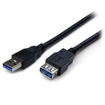 StarTech.com USB 3.0 Cable, Male USB A to Female USB A USB Extension Cable, 2m