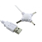 Adapter, Male USB A to Male 2.5mm, 3.0mm, 3.5mm DC Jack USB Adapter, 300mm