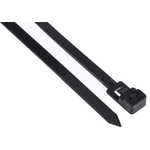 RS PRO Black Cable Tie Nylon Releasable, 125mm x 4.5 mm