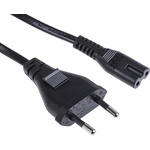 RS PRO IEC C7 Socket to Type C Europlug Plug Power Cord, 1.5m
