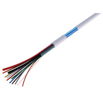RS PRO Control Cable, 8 Cores, 2 x 0.75 mm², 6 x 0.22 mm², Tranxalarm, Screened, 100m, White PVC Sheath