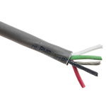 Alpha Wire Alpha Essentials Control Cable, 4 Cores, 0.35 mm², Screened, 100m, Grey PVC Sheath, 22 AWG