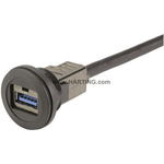 HARTING USB 3.0 Cable, Male USB A to Female USB A Cable, 500mm