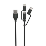 Ansmann Cable, Male USB A to Lightning, Micro USB B, USB C Cable, 1.2m