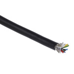 RS PRO Multicore Data Cable, 0.055 mm², 6 Cores, 30 AWG, Screened, 100m, Black Sheath