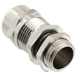 TE Connectivity Silver Nickel Plated Brass Cable Gland, M16 Thread, 4mm Min, 8mm Max, IP68
