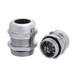 SKINTOP MS-SC-M 12 Series Silver Brass Cable Gland, M12 Thread, IP68