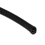 RS PRO Expandable Braided PET Black Cable Sleeve, 10mm Diameter, 5m Length