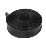 RS PRO Expandable Braided PET Black Cable Sleeve, 30mm Diameter, 5m Length