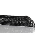 HellermannTyton Expandable Braided PET Black Cable Sleeve, 25mm Diameter, 5m Length, Helagaine HEGP06 Series