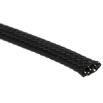 HellermannTyton Expandable Braided PET Black Cable Sleeve, 6mm Diameter, 5m Length, Helagaine HEGP06 Series