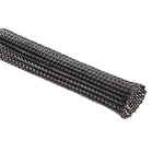 HellermannTyton Expandable Braided PET Black Cable Sleeve, 15mm Diameter, 5m Length, Helagaine HEGP06 Series