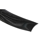 HellermannTyton Expandable Braided PET Black Cable Sleeve, 30mm Diameter, 5m Length