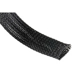 HellermannTyton Expandable Braided PET Black Cable Sleeve, 25mm Diameter, 10m Length, Helagaine HLB Series