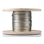 Alpha Wire Braided Copper Silver Cable Sleeve, 12.7mm Diameter, 30m Length, FIT Brass Braid Series