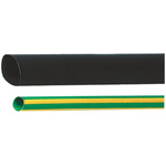 HellermannTyton Heat Shrink Tubing, Green/Yellow 3mm Sleeve Dia. x 1m Length 3:1 Ratio, TREDUX Series