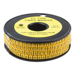 RS PRO Slide On Cable Markers, Black on Yellow, Pre-printed "0", 3.6 → 7.4mm Cable
