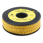 RS PRO Slide On Cable Markers, Black on Yellow, Pre-printed "5", 3.6 → 7.4mm Cable