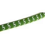 HellermannTyton Helagrip Slide On Cable Markers, White on Green, Pre-printed "5", 1 → 3mm Cable